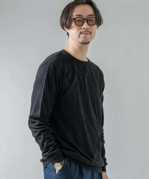URBAN RESEARCH ROSSO MEN(アーバンリサーチロッソメン)の「『一部WEB限定カラー』『UR TECH』 ハイゲージクルーネックニット(ニット/セーター・メンズ・ネイビー/グレー系その他/ブラック/パープル系その他・LARGE/X-LARGE/MEDIUM)」の1枚目の写真