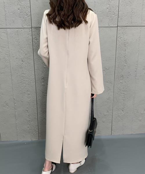 ECLIN（エクラン）の「袖スリットキーネックタイトワンピース（ワンピース・レディース・ブラック/ベージュ・S/M）」の7枚目の写真