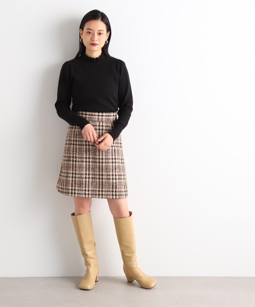 N.(N. Natural Beauty Basic)(エヌエヌナチュラルビューティーベーシック)の「◆ツイードチェックミニスカート(スカート・レディース・ベージュ系その他/ネイビー系・MEDIUM)」の6枚目の写真