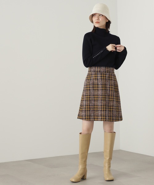 N.(N. Natural Beauty Basic)(エヌエヌナチュラルビューティーベーシック)の「◆ツイードチェックミニスカート(スカート・レディース・ベージュ系その他/ネイビー系・MEDIUM)」の13枚目の写真