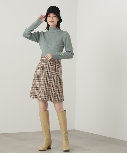 N.(N. Natural Beauty Basic)(エヌエヌナチュラルビューティーベーシック)の「◆ツイードチェックミニスカート(スカート・レディース・ベージュ系その他/ネイビー系・MEDIUM)」の16枚目の写真
