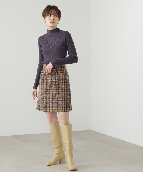 N.(N. Natural Beauty Basic)(エヌエヌナチュラルビューティーベーシック)の「◆ツイードチェックミニスカート(スカート・レディース・ベージュ系その他/ネイビー系・MEDIUM)」の15枚目の写真