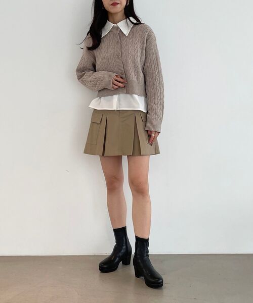MAJESTIC LEGON（マジェスティックレゴン）の「2wayケーブルショートニットカーデ（カーディガン/ボレロ・レディース・ブラウン/ブラック/アイボリー・MEDIUM）」の11枚目の写真