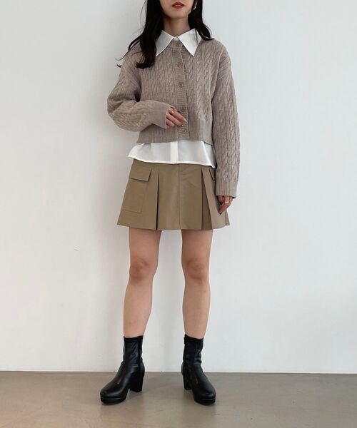 MAJESTIC LEGON（マジェスティックレゴン）の「2wayケーブルショートニットカーデ（カーディガン/ボレロ・レディース・ブラウン/ブラック/アイボリー・MEDIUM）」の12枚目の写真