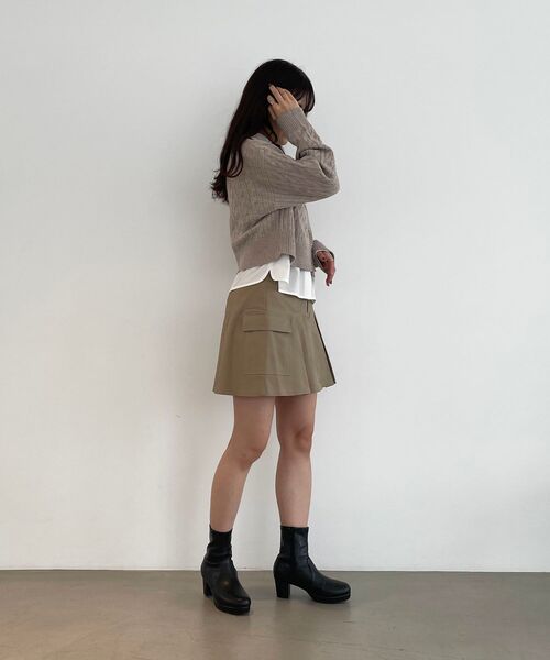 MAJESTIC LEGON（マジェスティックレゴン）の「2wayケーブルショートニットカーデ（カーディガン/ボレロ・レディース・ブラウン/ブラック/アイボリー・MEDIUM）」の13枚目の写真