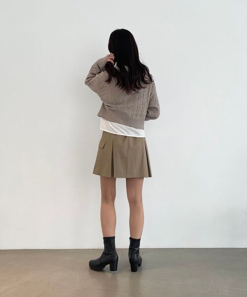 MAJESTIC LEGON（マジェスティックレゴン）の「2wayケーブルショートニットカーデ（カーディガン/ボレロ・レディース・ブラウン/ブラック/アイボリー・MEDIUM）」の14枚目の写真