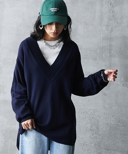 ニット セーター Vネックニット「大きいサイズ有」GEVS. レディース Vネックニット＜大きいサイズ有＞GEVS.（ニット/セーター