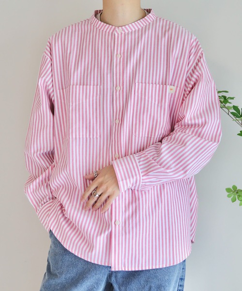 WONDER WONDER（ワンダーワンダー）の「エリナシ ノーカラーシャツ（シャツ/ブラウス・メンズ・グリーン系/ホワイト/レッド系・S/M/L）」の18枚目の写真