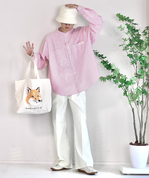 WONDER WONDER（ワンダーワンダー）の「エリナシ ノーカラーシャツ（シャツ/ブラウス・メンズ・グリーン系/ホワイト/レッド系・S/M/L）」の15枚目の写真