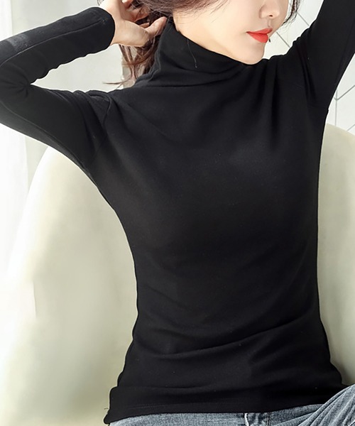 LOPASS（ロパス）の「ハイネック裏毛インナー（Tシャツ/カットソー・レディース・ブラック/ピンク/ホワイト/ブラウン・M/L）」の2枚目の写真