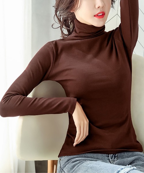 LOPASS（ロパス）の「ハイネック裏毛インナー（Tシャツ/カットソー・レディース・ブラック/ピンク/ホワイト/ブラウン・M/L）」の6枚目の写真