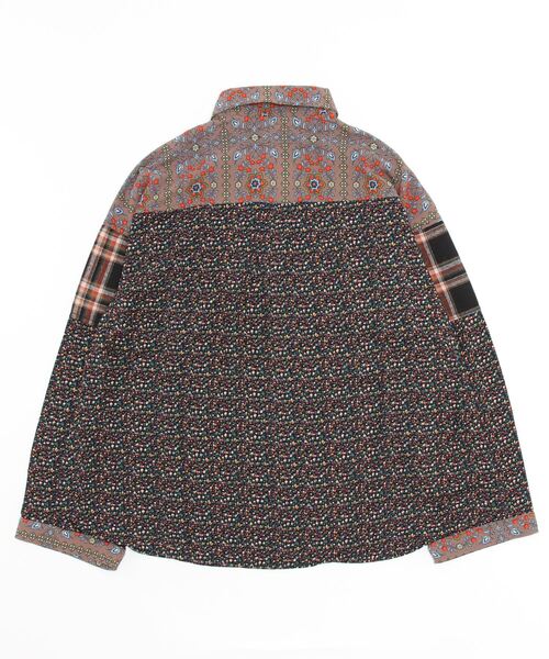 sandy（サンディー）の「【sandy】レギュラーカラーパッチワークシャツ（シャツ/ブラウス・レディース・グレー/チャコールグレー/ブラック・FREE）」の4枚目の写真