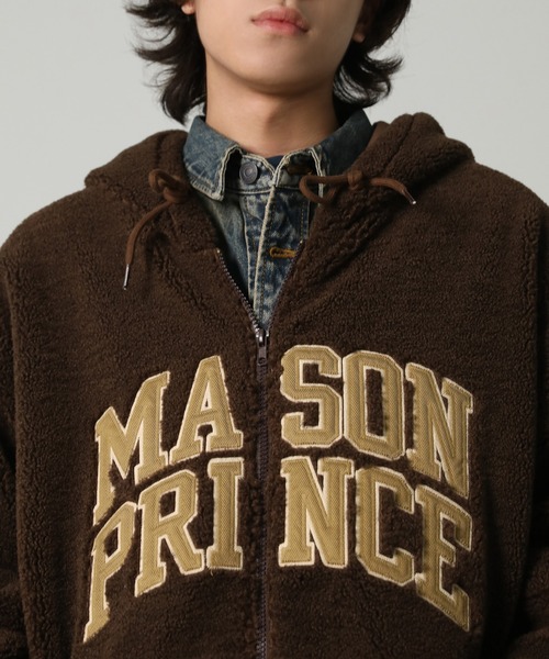 MASONPRINCE(メイソンプリンス)の「フェイクボアロゴ刺繍フロントZIPパーカー WT4084【MASONPRINCE】(ブルゾン・メンズ・ブラウン/ベージュ/ブルーグレー・L/M/S)」の14枚目の写真