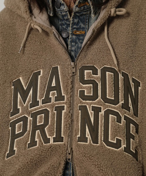 MASONPRINCE(メイソンプリンス)の「フェイクボアロゴ刺繍フロントZIPパーカー WT4084【MASONPRINCE】(ブルゾン・メンズ・ブラウン/ベージュ/ブルーグレー・L/M/S)」の6枚目の写真