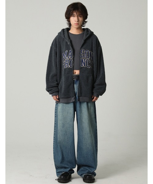 MASONPRINCE(メイソンプリンス)の「フェイクボアロゴ刺繍フロントZIPパーカー WT4084【MASONPRINCE】(ブルゾン・メンズ・ブラウン/ベージュ/ブルーグレー・L/M/S)」の9枚目の写真