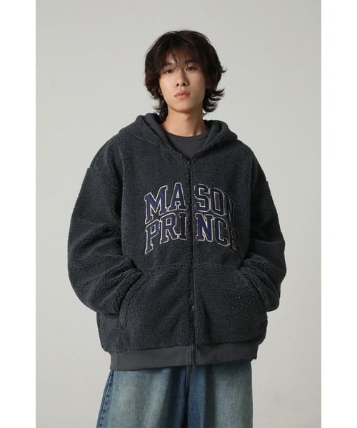MASONPRINCE(メイソンプリンス)の「フェイクボアロゴ刺繍フロントZIPパーカー WT4084【MASONPRINCE】(ブルゾン・メンズ・ブラウン/ベージュ/ブルーグレー・L/M/S)」の12枚目の写真