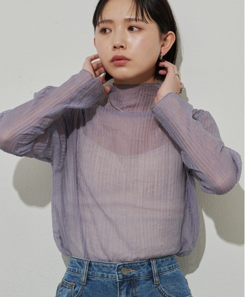 Aunt Marie's（アントマリーズ）の「シアープリーツヨウリュウトップス（シャツ/ブラウス・レディース・ライトグリーン/ホワイト/パープル/ブラック・FREE）」の13枚目の写真