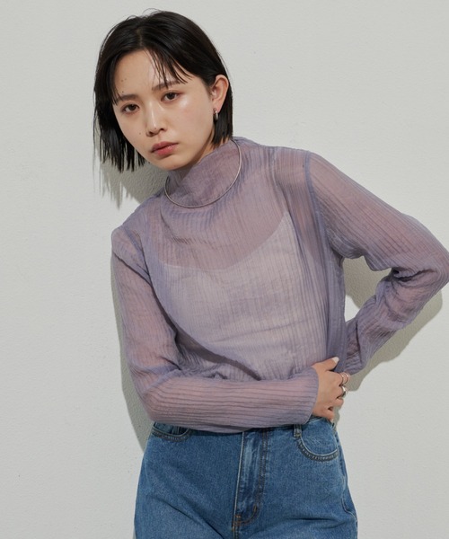 Aunt Marie's（アントマリーズ）の「シアープリーツヨウリュウトップス（シャツ/ブラウス・レディース・ライトグリーン/ホワイト/パープル/ブラック・FREE）」の11枚目の写真