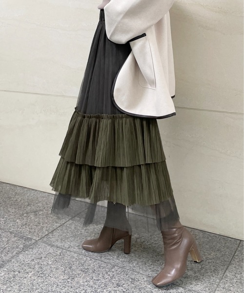 StyleSea（スタイルシー）の「アシメチュールスカート（スカート・レディース・パープル/イエロー/ブラウン/グリーン/カーキ/グレー/ブルー・FREE）」の5枚目の写真