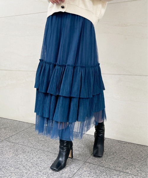 StyleSea（スタイルシー）の「アシメチュールスカート（スカート・レディース・パープル/イエロー/ブラウン/グリーン/カーキ/グレー/ブルー・FREE）」の6枚目の写真