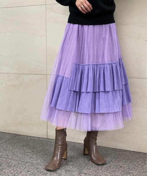 StyleSea（スタイルシー）の「アシメチュールスカート（スカート・レディース・パープル/イエロー/ブラウン/グリーン/カーキ/グレー/ブルー・FREE）」の13枚目の写真