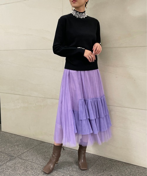 StyleSea（スタイルシー）の「アシメチュールスカート（スカート・レディース・パープル/イエロー/ブラウン/グリーン/カーキ/グレー/ブルー・FREE）」の8枚目の写真