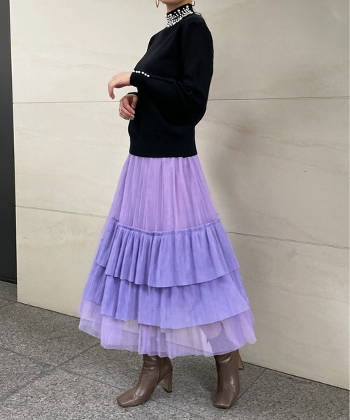 StyleSea（スタイルシー）の「アシメチュールスカート（スカート・レディース・パープル/イエロー/ブラウン/グリーン/カーキ/グレー/ブルー・FREE）」の11枚目の写真