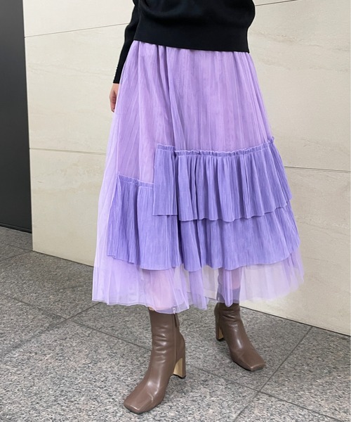 StyleSea（スタイルシー）の「アシメチュールスカート（スカート・レディース・パープル/イエロー/ブラウン/グリーン/カーキ/グレー/ブルー・FREE）」の14枚目の写真