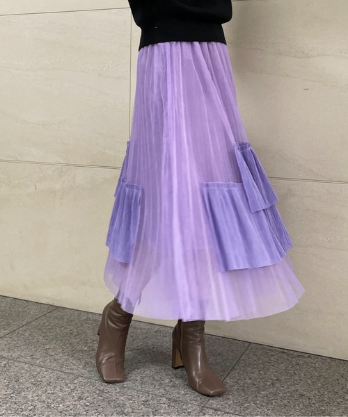 StyleSea（スタイルシー）の「アシメチュールスカート（スカート・レディース・パープル/イエロー/ブラウン/グリーン/カーキ/グレー/ブルー・FREE）」の15枚目の写真