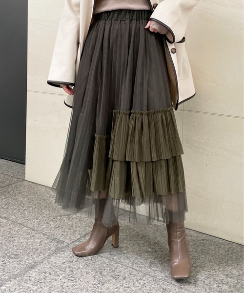 StyleSea（スタイルシー）の「アシメチュールスカート（スカート・レディース・パープル/イエロー/ブラウン/グリーン/カーキ/グレー/ブルー・FREE）」の18枚目の写真