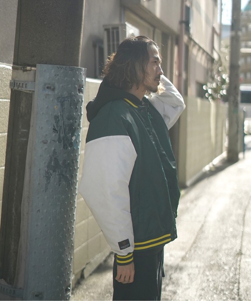 THRASHER（スラッシャー）の「NYLON STUDIUM JACKET/スラッシャースタジアムジャケット（スタジャン・メンズ・ブラック×グレー/グリーン・MEDIUM/LARGE/X-LARGE）」の9枚目の写真