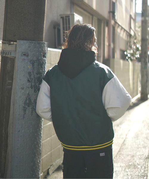 THRASHER（スラッシャー）の「NYLON STUDIUM JACKET/スラッシャースタジアムジャケット（スタジャン・メンズ・ブラック×グレー/グリーン・MEDIUM/LARGE/X-LARGE）」の8枚目の写真