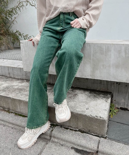 Figments（フィグメンツ）の「オーバーダイカラーデニムパンツ（デニムパンツ・レディース・イエロー/グリーン/パープル・LARGE/SMALL/MEDIUM）」の19枚目の写真