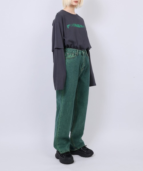 Figments（フィグメンツ）の「オーバーダイカラーデニムパンツ（デニムパンツ・レディース・イエロー/グリーン/パープル・LARGE/SMALL/MEDIUM）」の22枚目の写真