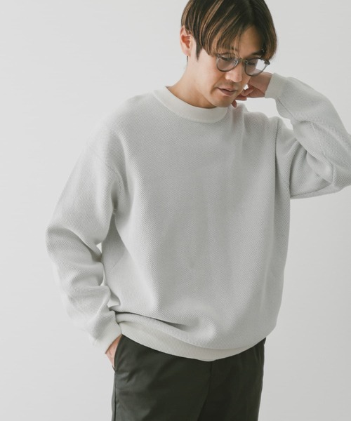 URBAN RESEARCH DOORS(アーバンリサーチドアーズ)の「ダブルフェイスカノコニットプルオーバー(ニット/セーター・メンズ・ホワイト/ライトベージュ/チャコールグレー・MEDIUM/LARGE)」の4枚目の写真
