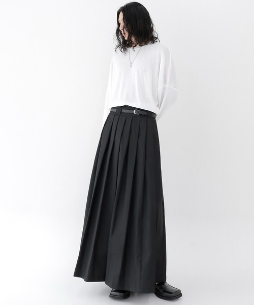minsobi(ミンソビ)の「ダブルベルトプリーツスカート(スカート・メンズ・ブラック・FREE)」の7枚目の写真