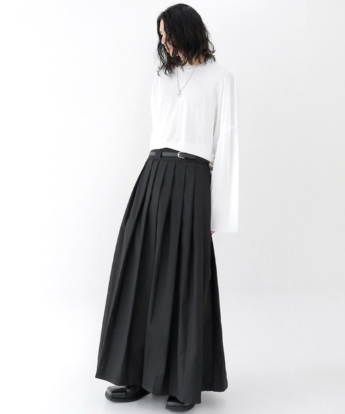 minsobi(ミンソビ)の「ダブルベルトプリーツスカート(スカート・メンズ・ブラック・FREE)」の6枚目の写真