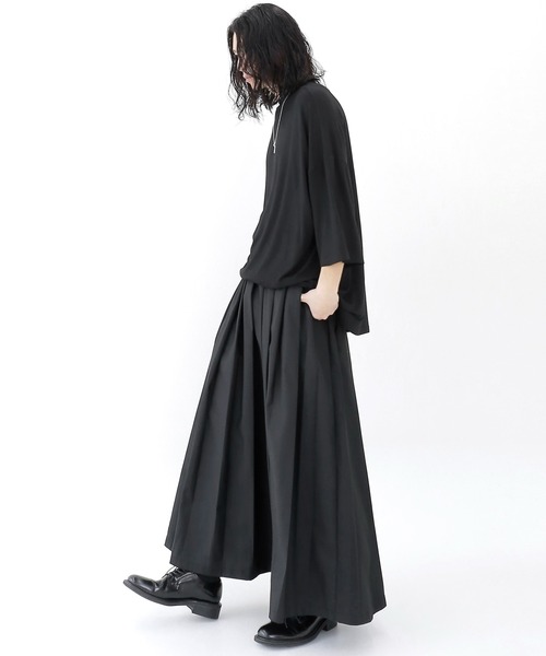 minsobi(ミンソビ)の「ダブルベルトプリーツスカート(スカート・メンズ・ブラック・FREE)」の3枚目の写真