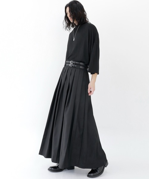 minsobi(ミンソビ)の「ダブルベルトプリーツスカート(スカート・メンズ・ブラック・FREE)」の10枚目の写真