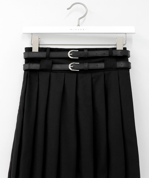 minsobi(ミンソビ)の「ダブルベルトプリーツスカート(スカート・メンズ・ブラック・FREE)」の15枚目の写真