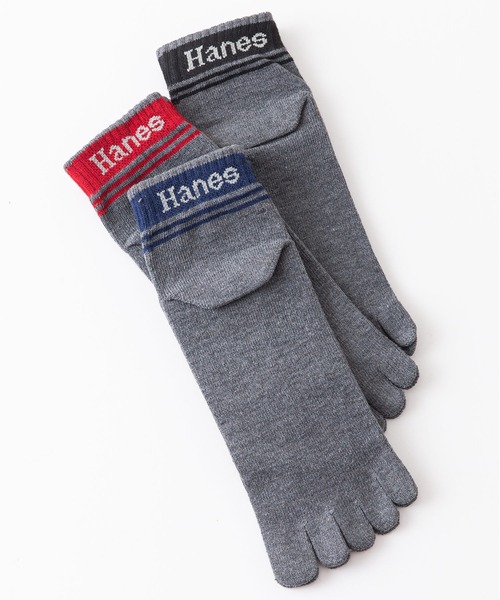 HANES（ヘインズ）の「【HANES/ヘインズ】5本指　ショートレングス　ライン　ブランドロゴ　ソックス　靴下　3足組　リサイクルコットン使用（ソックス/靴下・メンズ・ブラック/グレー・MEDIUM）」の2枚目の写真