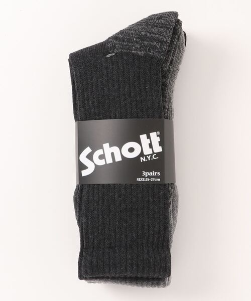 Schott(ショット)の「Schott/ショット 3Pソックス ルーズリッチェルミドル丈 足底切替(ソックス/靴下・レディース・その他/ブラック・FREE)」の1枚目の写真