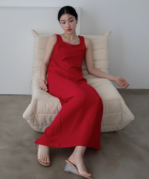 【関税込み】Jil Sander ピンク シャーリング マキシワンピース シャーリングJQマキシワンピース(ワンピース)|VACANCY