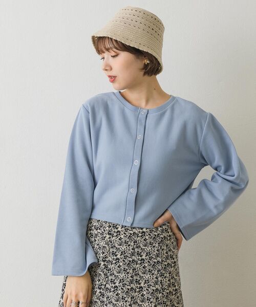 RETRO GIRL（レトロガール）の「ドット釦カットカーデ（Tシャツ/カットソー・レディース・グリーン/ブラック/オレンジ/ブルー/ナチュラル・FREE）」の15枚目の写真