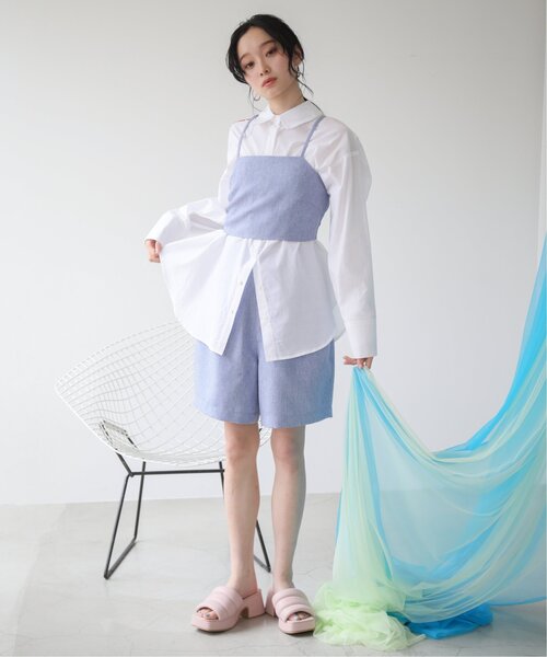 RAY CASSIN(レイカズン)の「バックスピンドルメランジビスチェ(その他トップス・レディース・ブルー/キナリ/スミクロ・FREE)」の6枚目の写真