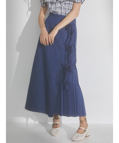 merry jenny（メリージェニー）の「デニムリボンラップスカート（デニムスカート・レディース・ブラック/ブルー・FREE）」の7枚目の写真