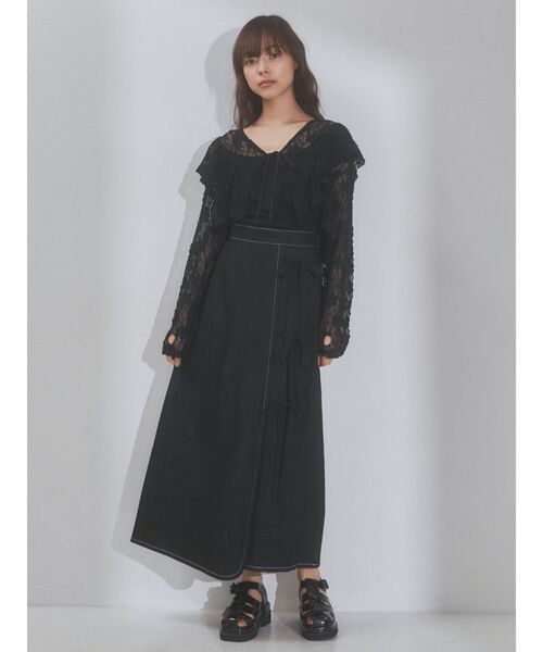 merry jenny（メリージェニー）の「デニムリボンラップスカート（デニムスカート・レディース・ブラック/ブルー・FREE）」の5枚目の写真