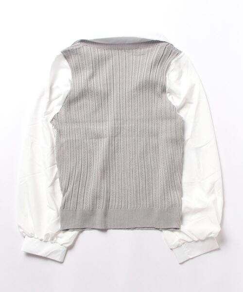 LADY LIKE（レディライク）の「レイヤード風V開きドッキングトップス（ニット/セーター・レディース・ピンク/ベージュ/ブラック/グレー・M）」の12枚目の写真