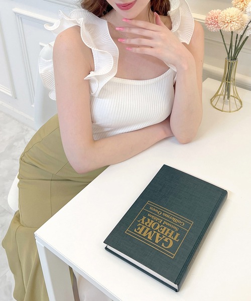 ROYAL PARTY（ロイヤルパーティー）の「ラッフル2wayキャミトップス（Tシャツ/カットソー・レディース・ブラック/オフホワイト/グリーン・FREE）」の14枚目の写真