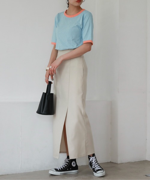 feepur（フェピュール）の「配色パイピング細ボーダーTee（Tシャツ/カットソー・レディース・ブラック/パープル/グリーン/ブルー・MEDIUM）」の22枚目の写真